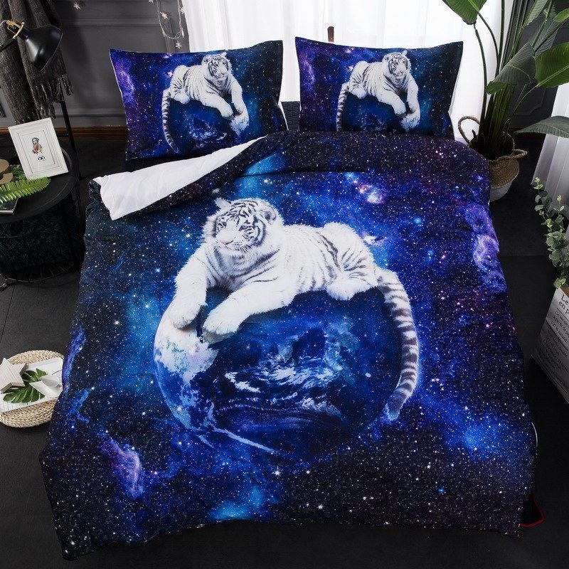 White Tiger Galaxy Bedding Set