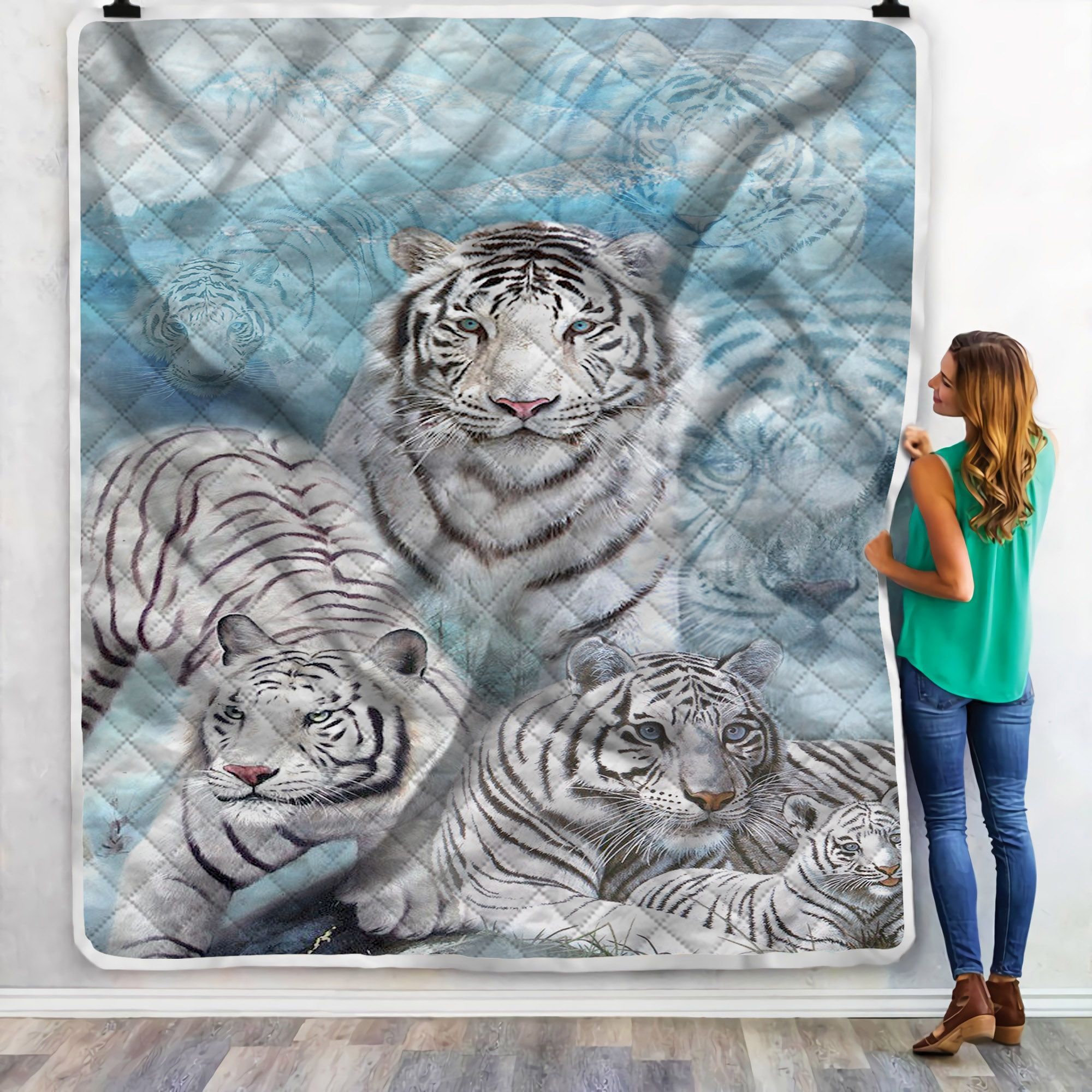 White Tiger Sherpa Fleece Blanket