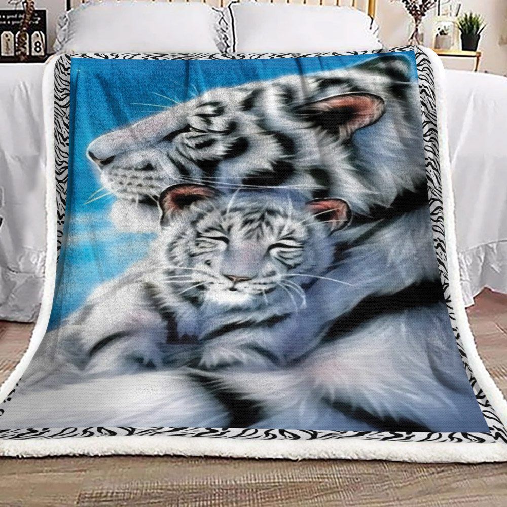 White Tiger Sherpa Fleece Blanket