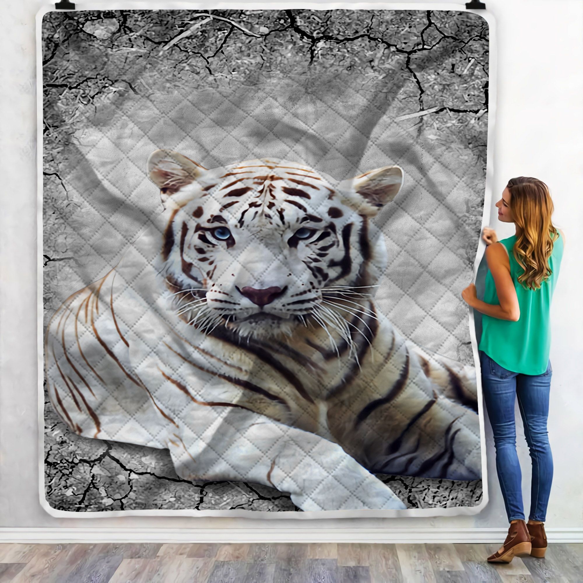 White Tiger Sherpa Fleece Blanket