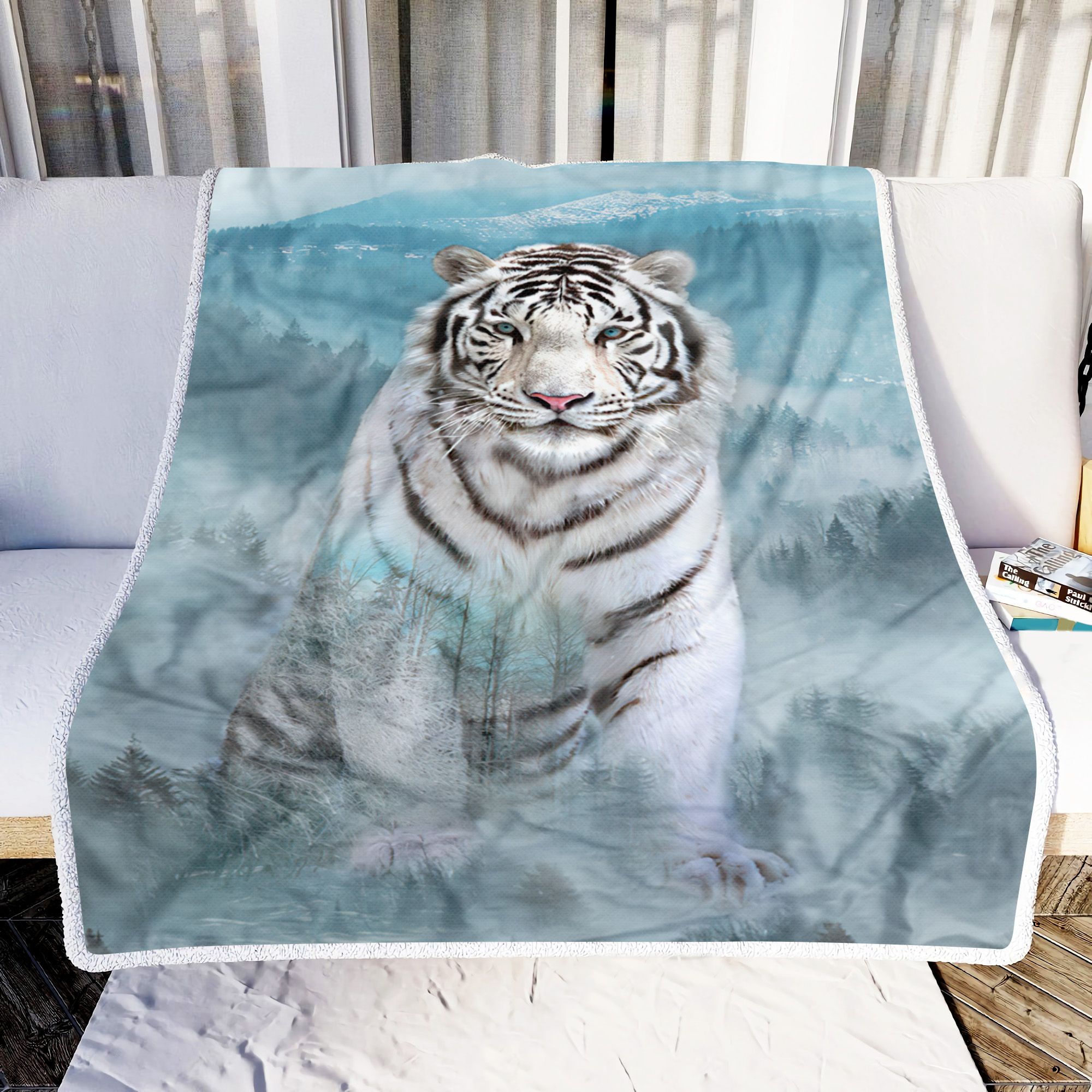 White Tiger Fleece Blanket