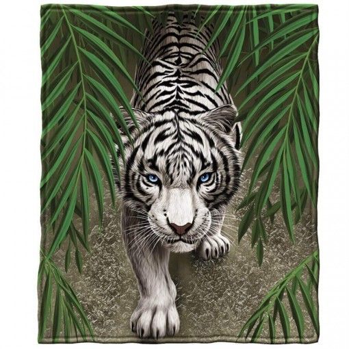 White Tiger Wild Life Sherpa Fleece Blanket
