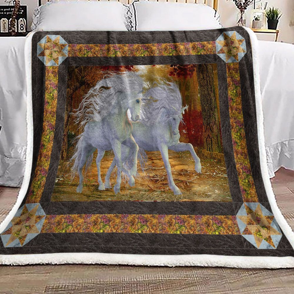 White Unicorn Sherpa Fleece Blanket