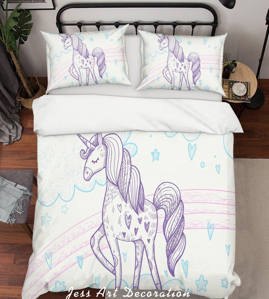 White Unicorn Bedding Set