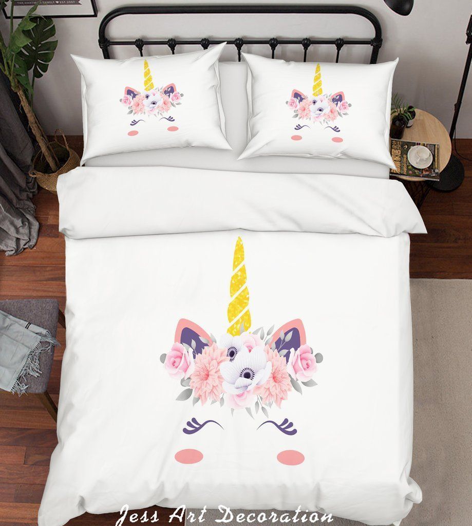 White Unicorn Bedding Set