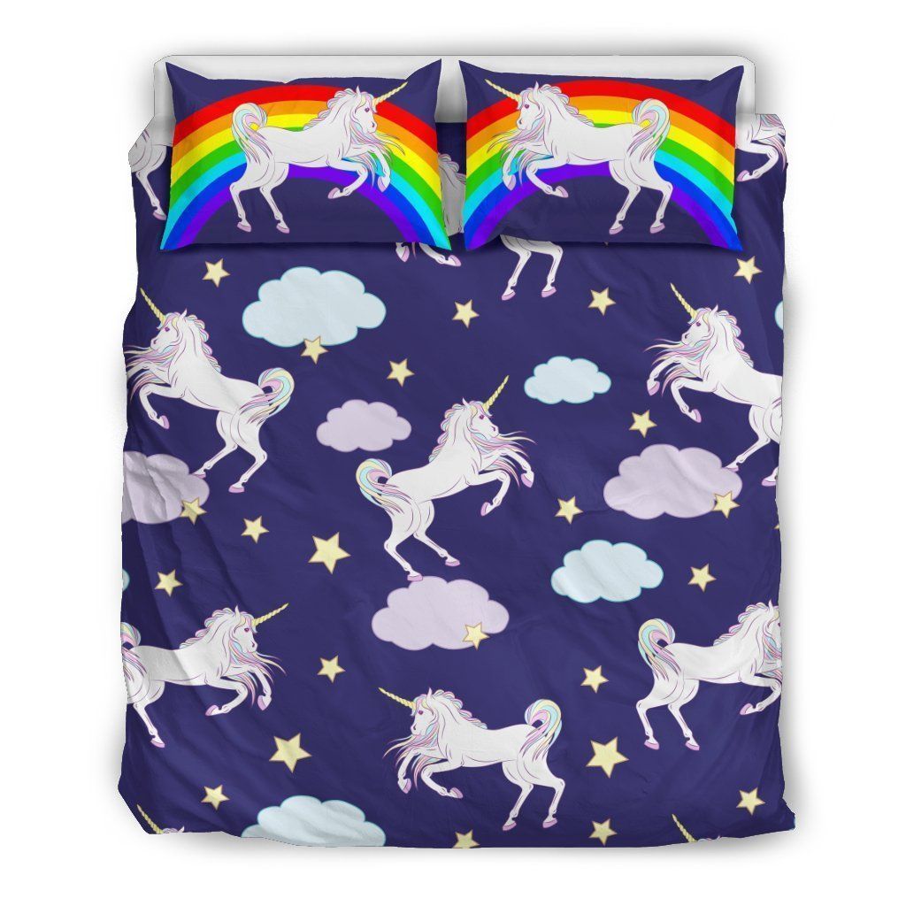 White Unicorn Star Bedding Set