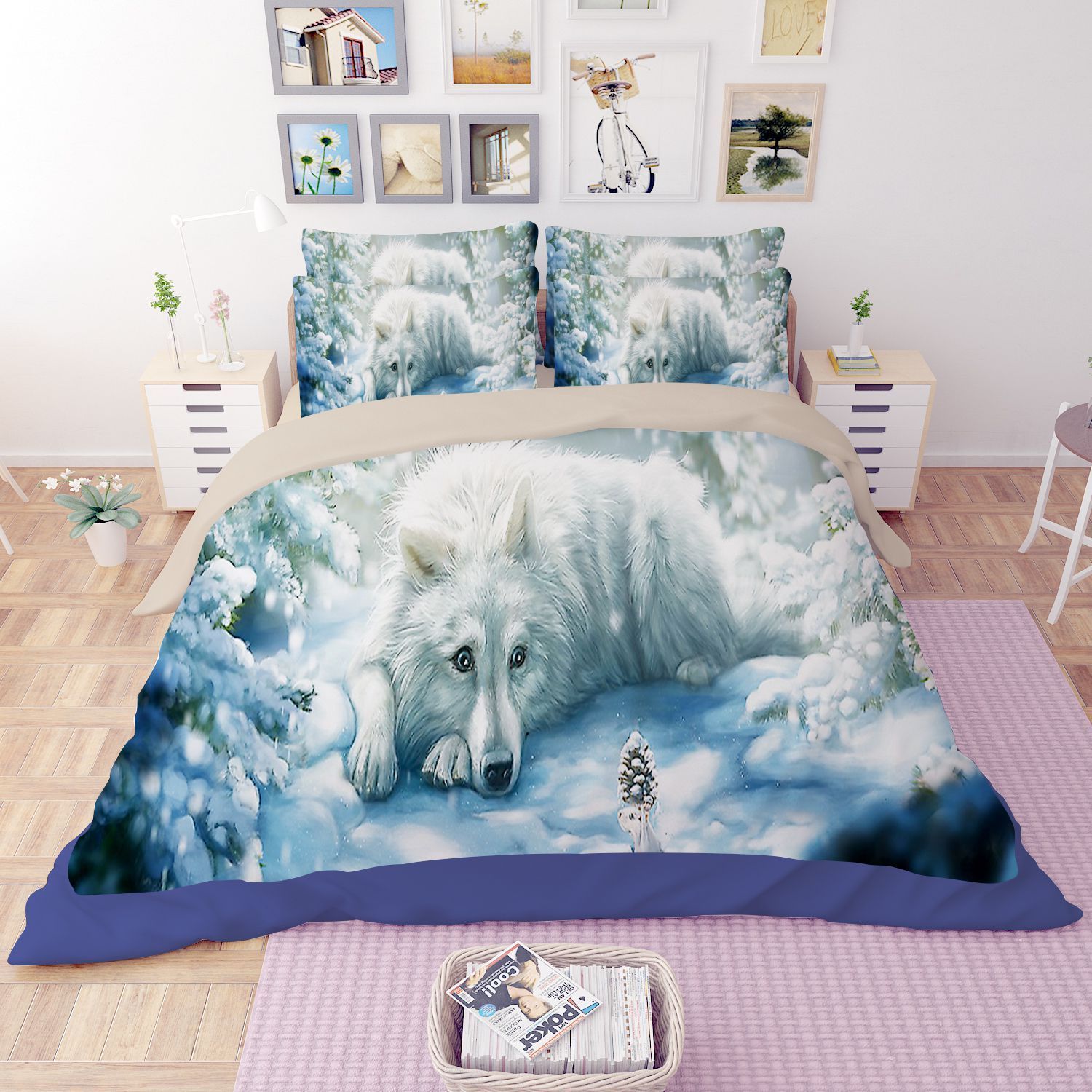 White Wolf In The Snow Bedding Set
