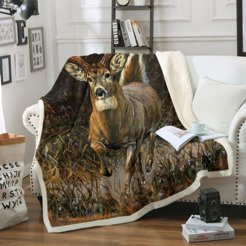 Whitetail Deer Sherpa Fleece Blanket