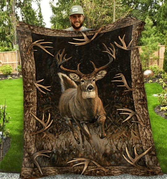 Whitetail Deer Hunting Sherpa Fleece Blanket
