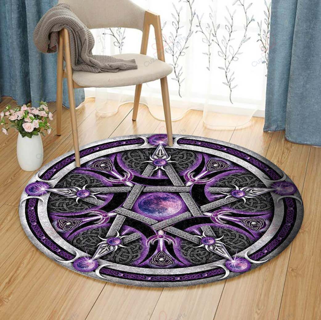 Wicca And Moon Round Carpet