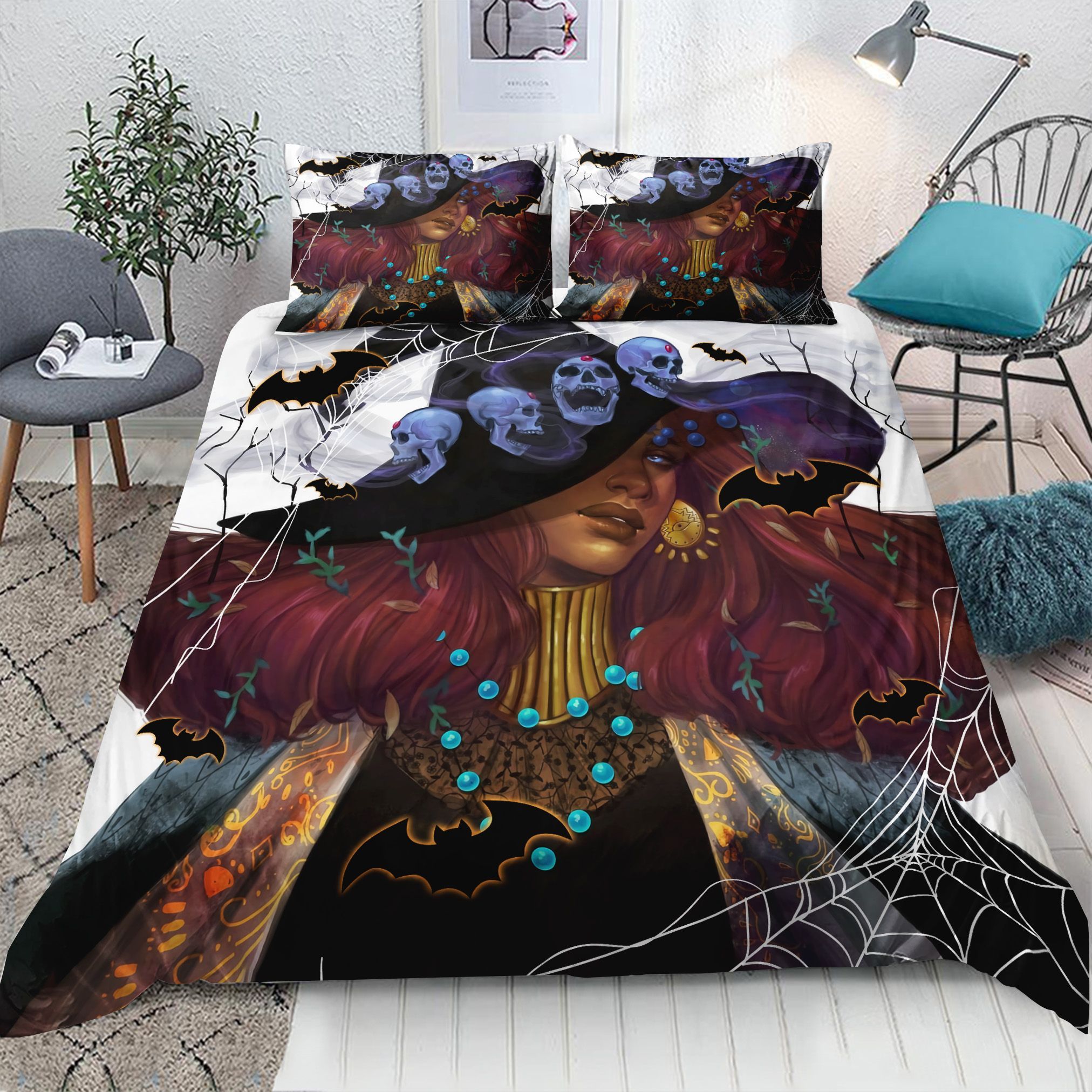 Wicca Black Witch Halloween Bedding Set