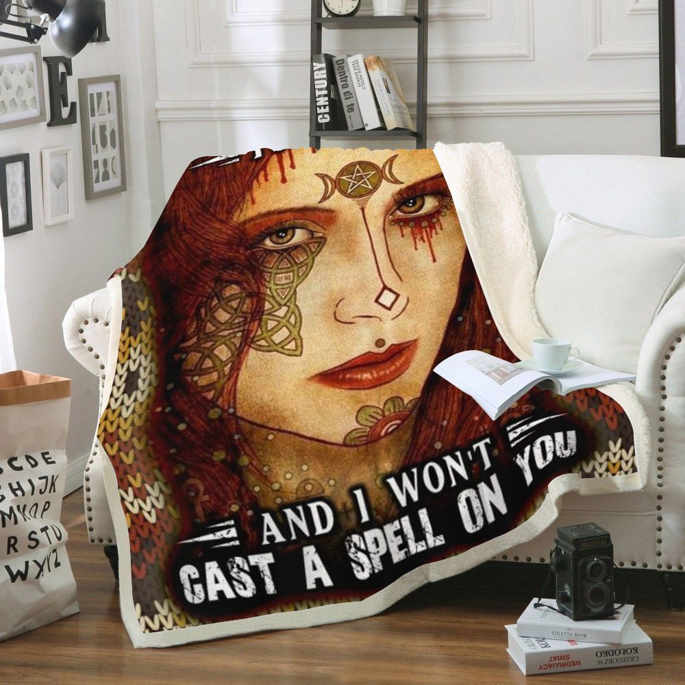 Wicca Cast Spell Christmas Sherpa Fleece Blanket