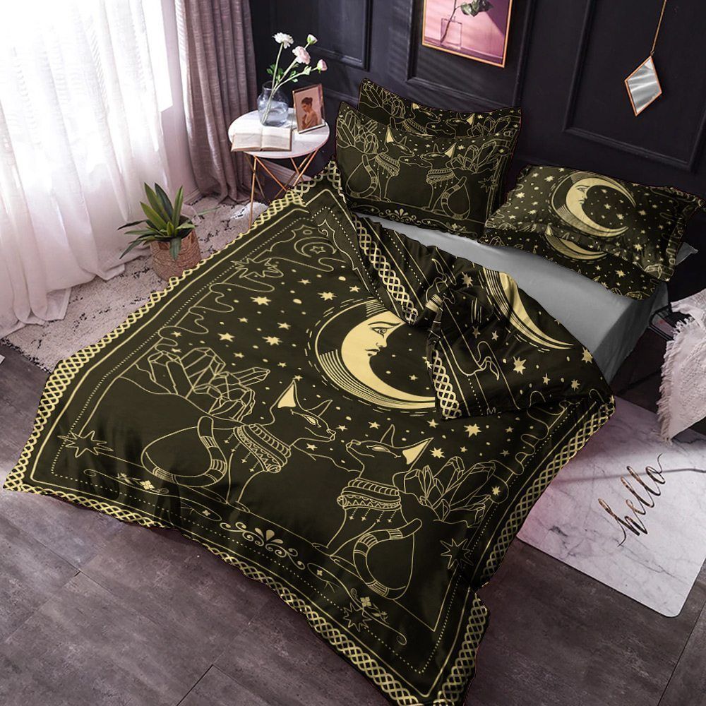 Wiccan Cats And Moon Bedding Set