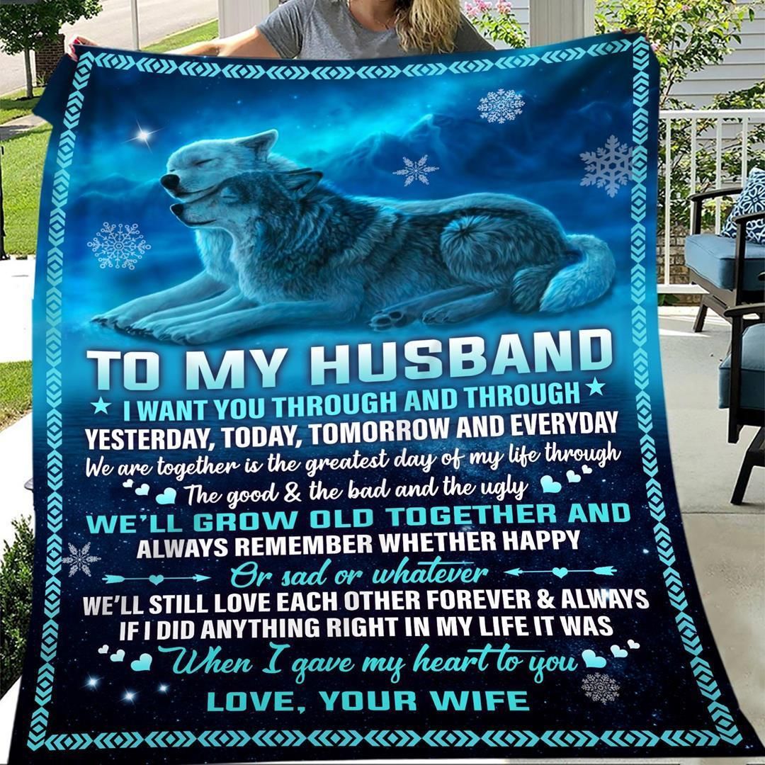 Wife Gift For Husband Wolf I Gave My Heart To You Fleece Blanket