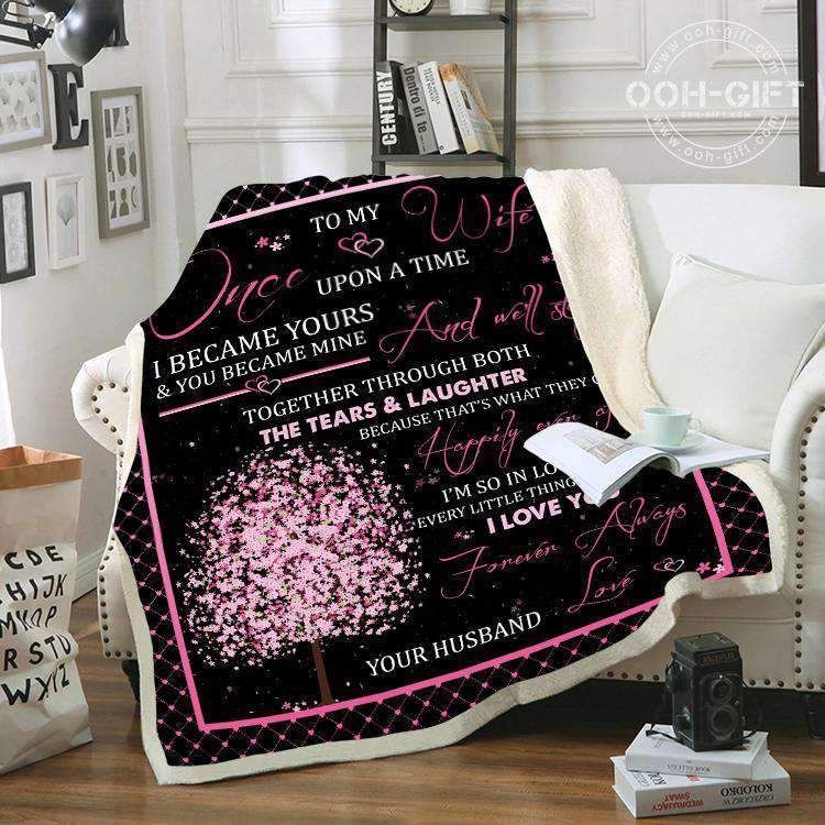 Wife Husband I Love You Forever And Always Your Husband Sherpa Fleece Blanket