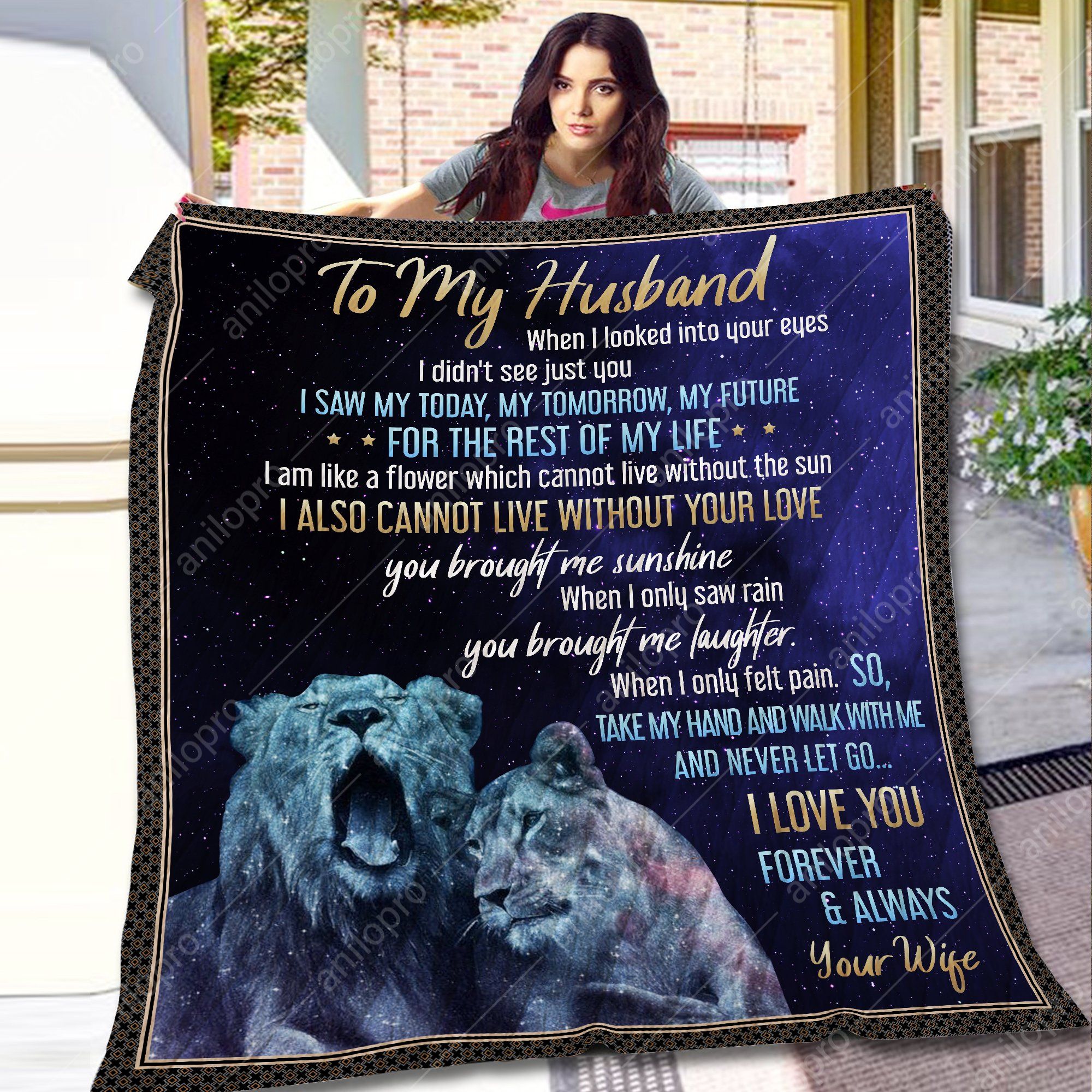 Wife To Husband When I Looked Into Your Eyes Quilt Blanket DHC040120169TD