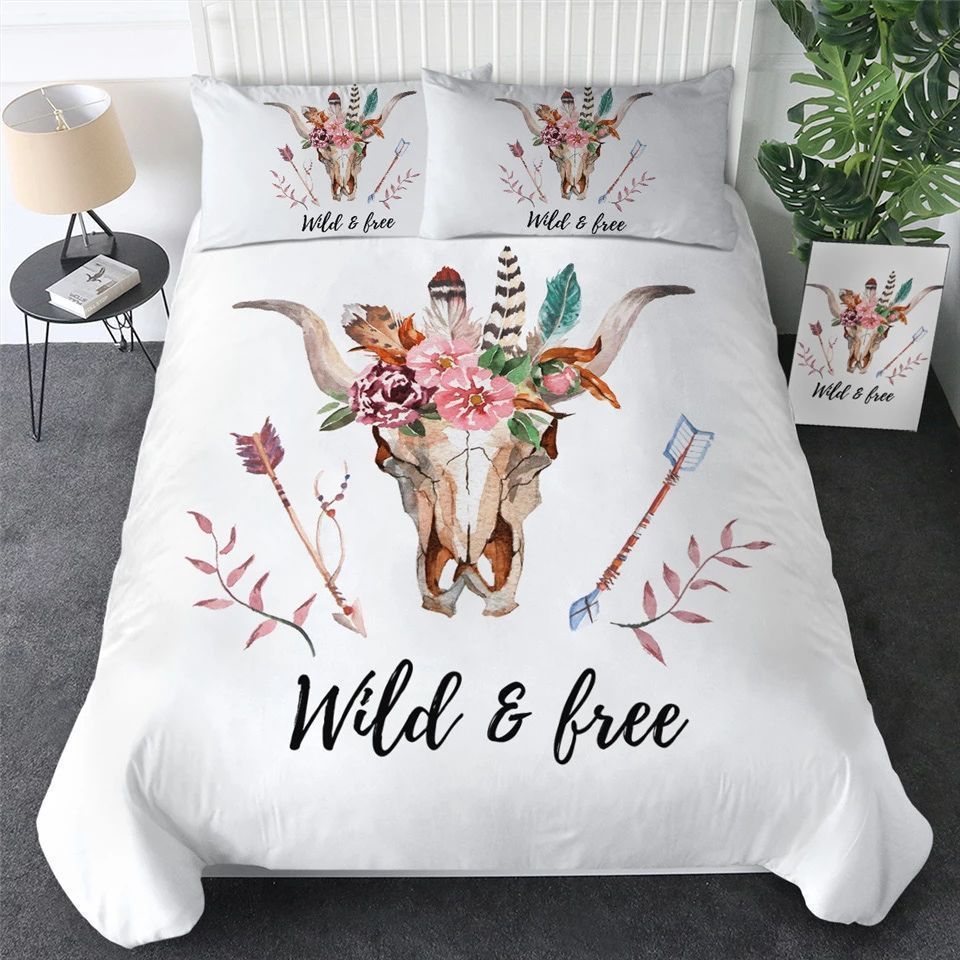 Wild And Free Skull Bedding Set