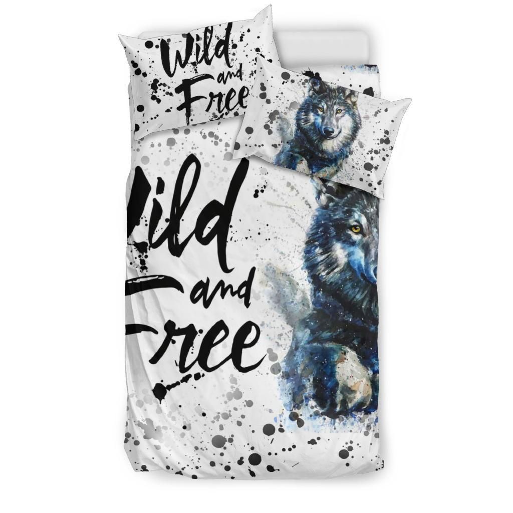 Wild And Free Wolf Watercolor Bedding Set