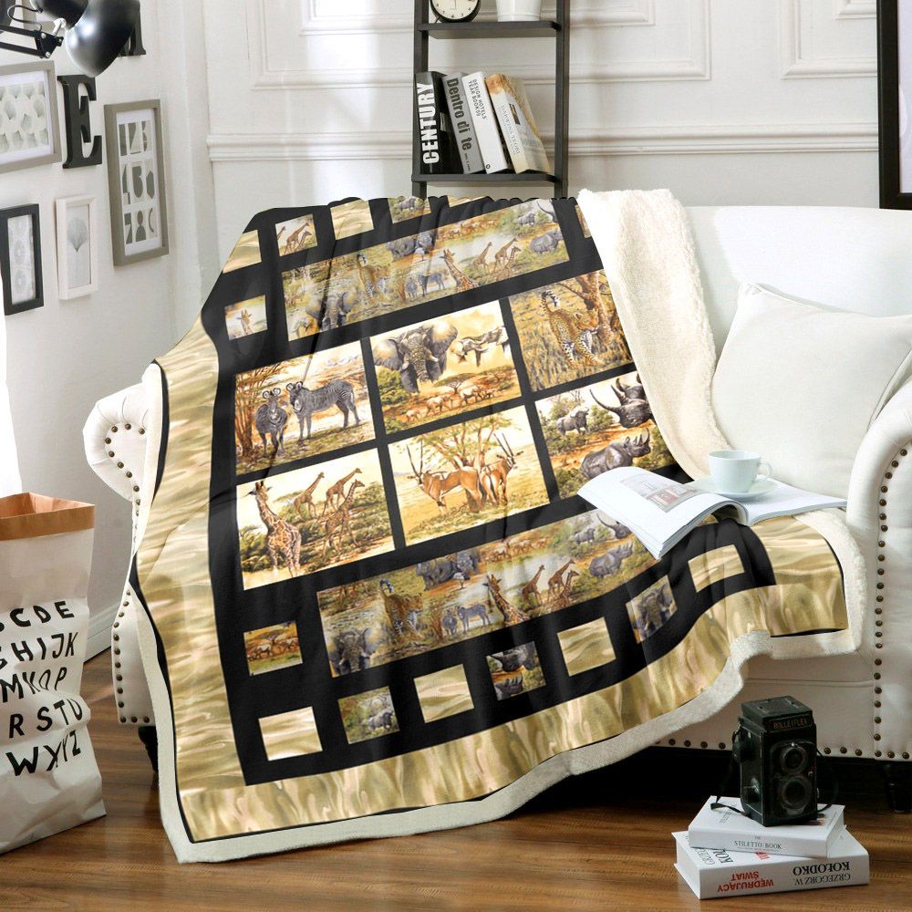 Wild Animal Sherpa Fleece Blanket