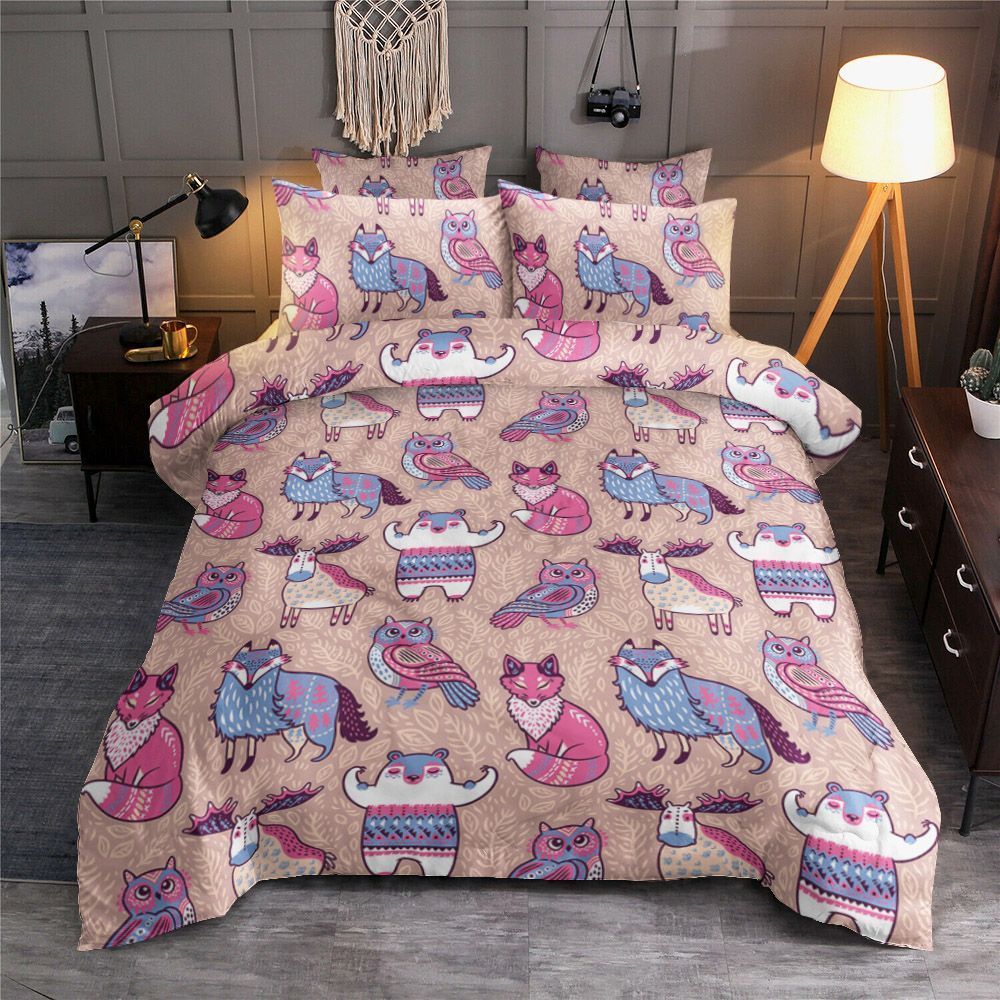 Wild Animal Moose Owl Wolf Fox Bear Bedding Set