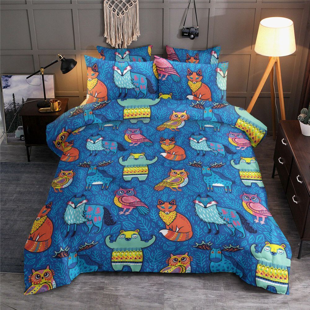 Wild Animal Moose Owl Wolf Fox Bear Bedding Set