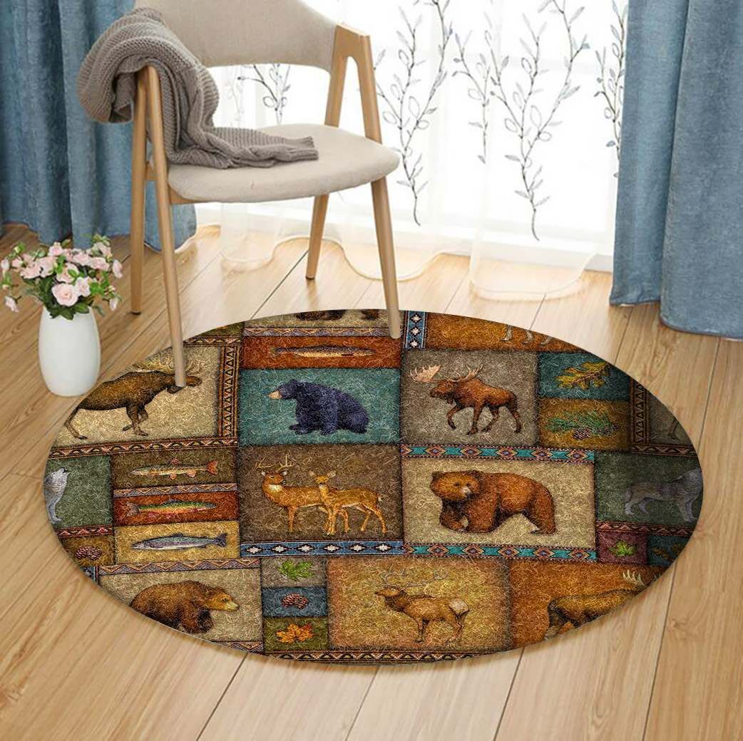 Wild Animals Round Carpet