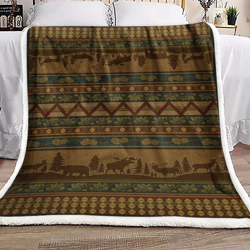 Wild Animals Native Sherpa Fleece Blanket