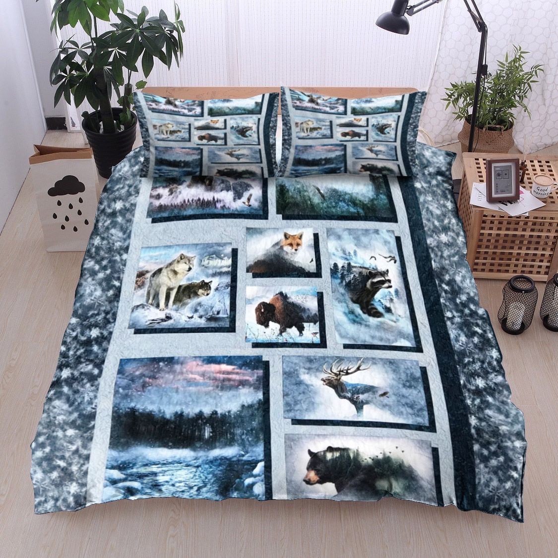 Wild Animals Shadow Collage Bedding Set