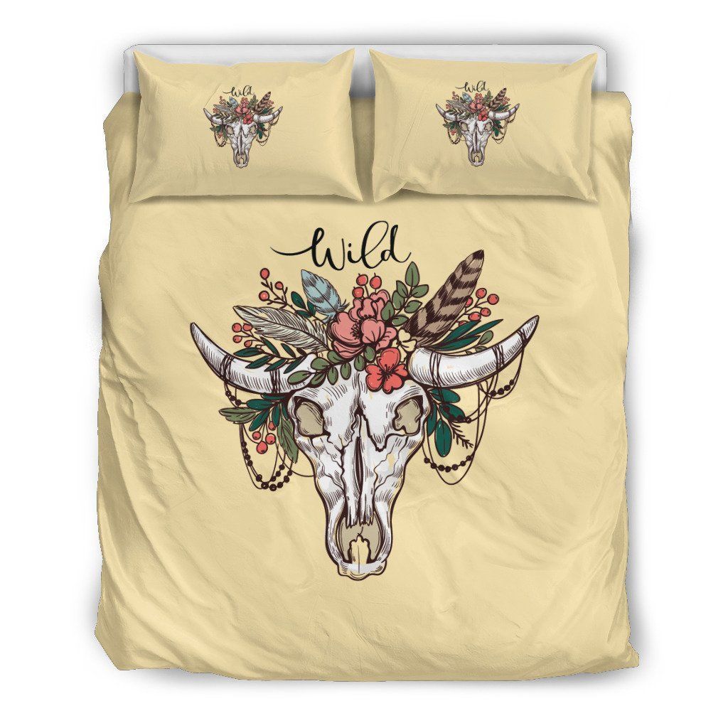 Wild Floral Animal Skull Banana Mania Bedding Set