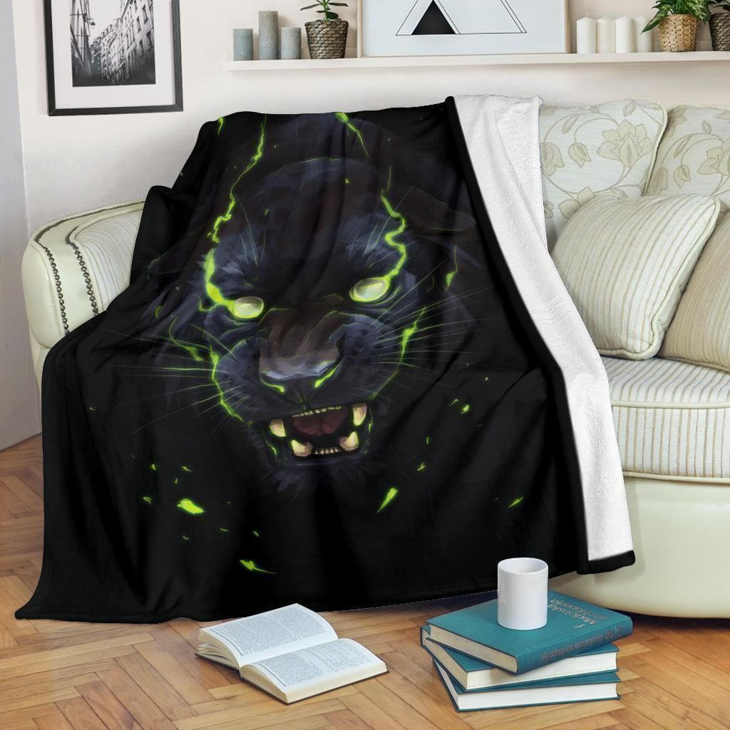 Wild Graphic Black Panther Printed Fleece Blanket