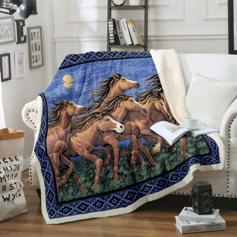 Wild Horse Sherpa Fleece Blanket