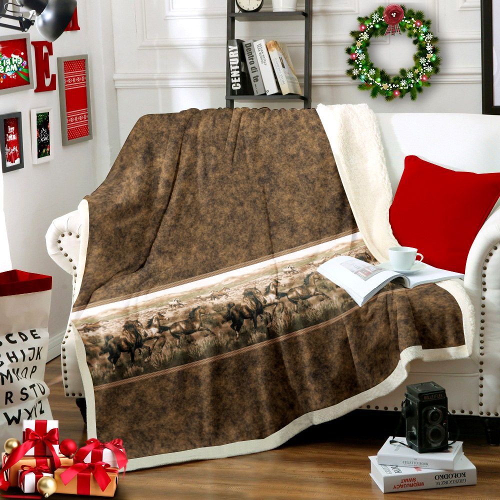 Wild Horses Sherpa Fleece Blanket