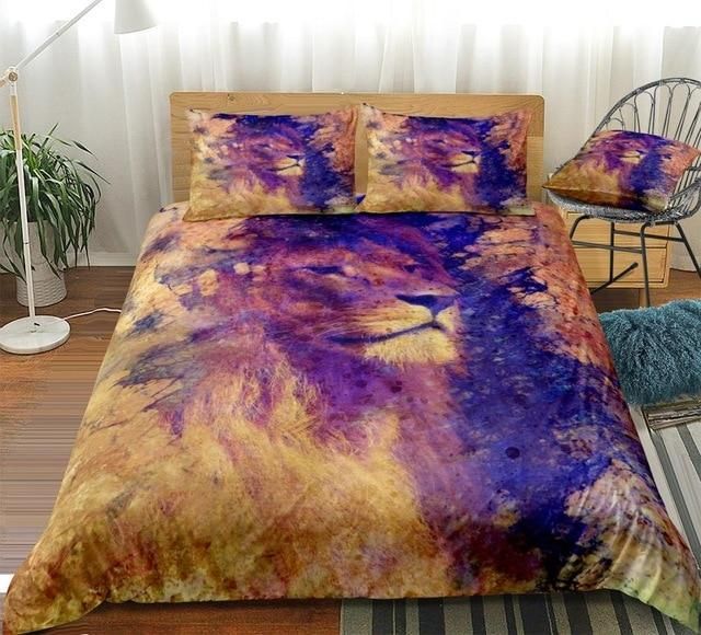 Wild Lion Head Bedding Set