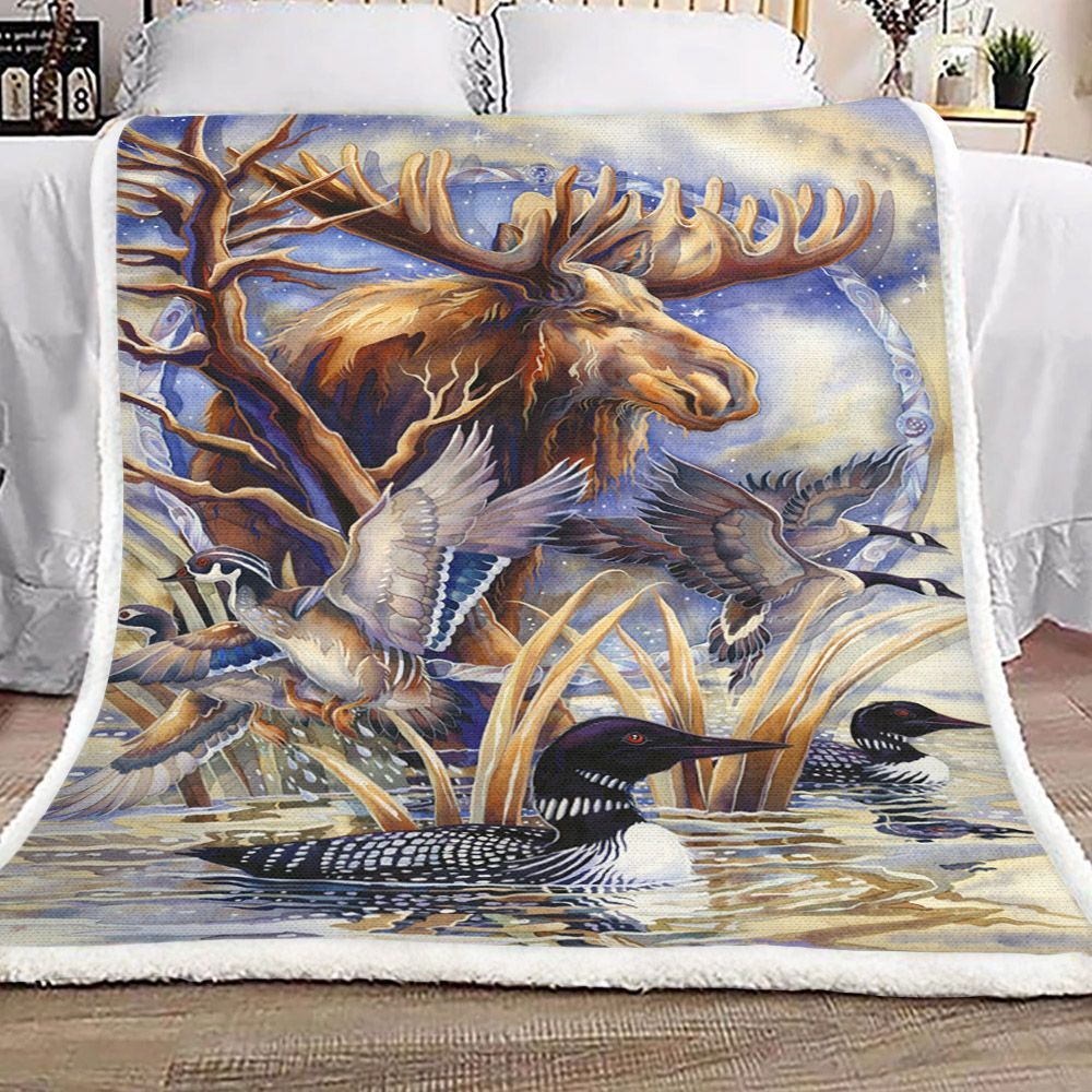 Wild Moose Sherpa Fleece Blanket