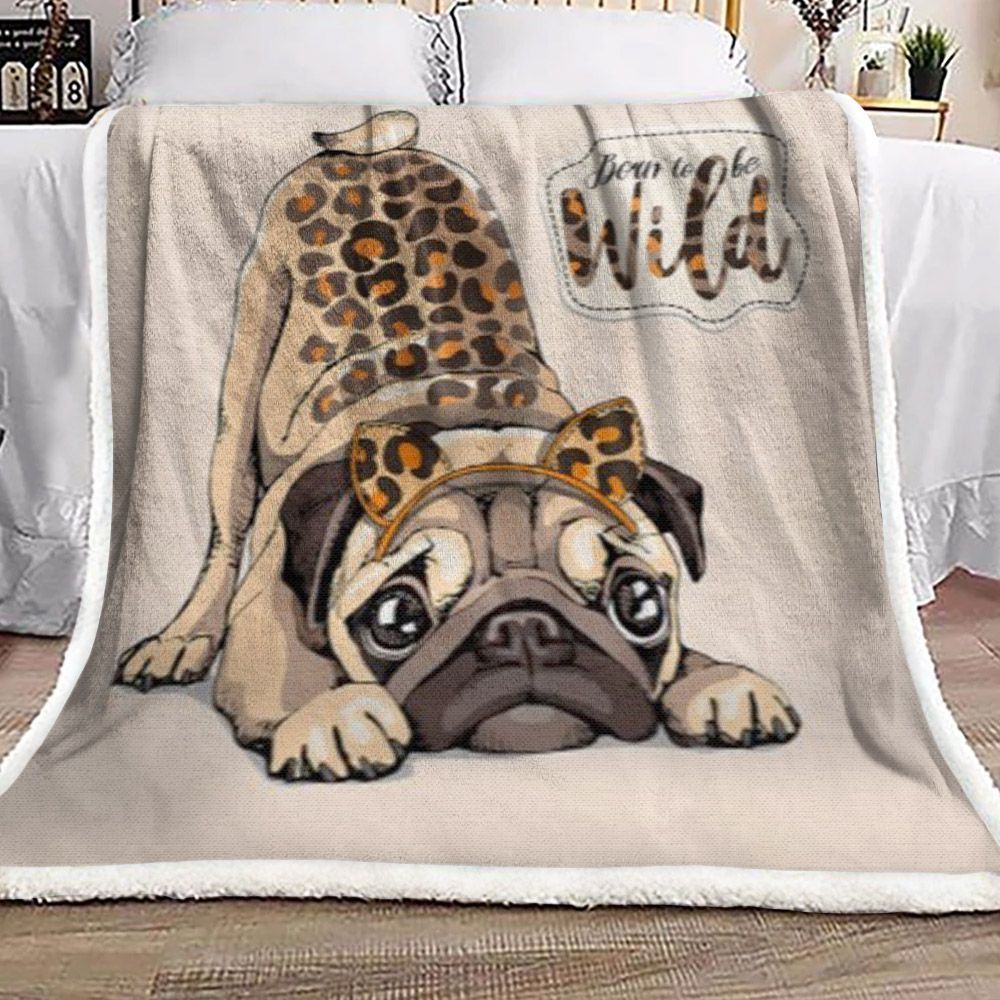 Wild Pug Sherpa Fleece Blanket