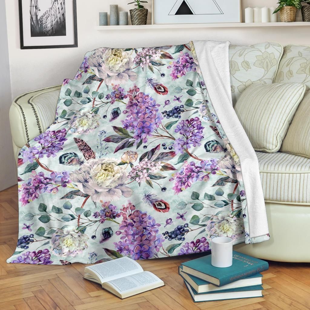 Wild Purple Lilac Pattern Print Design Fleece Blanket