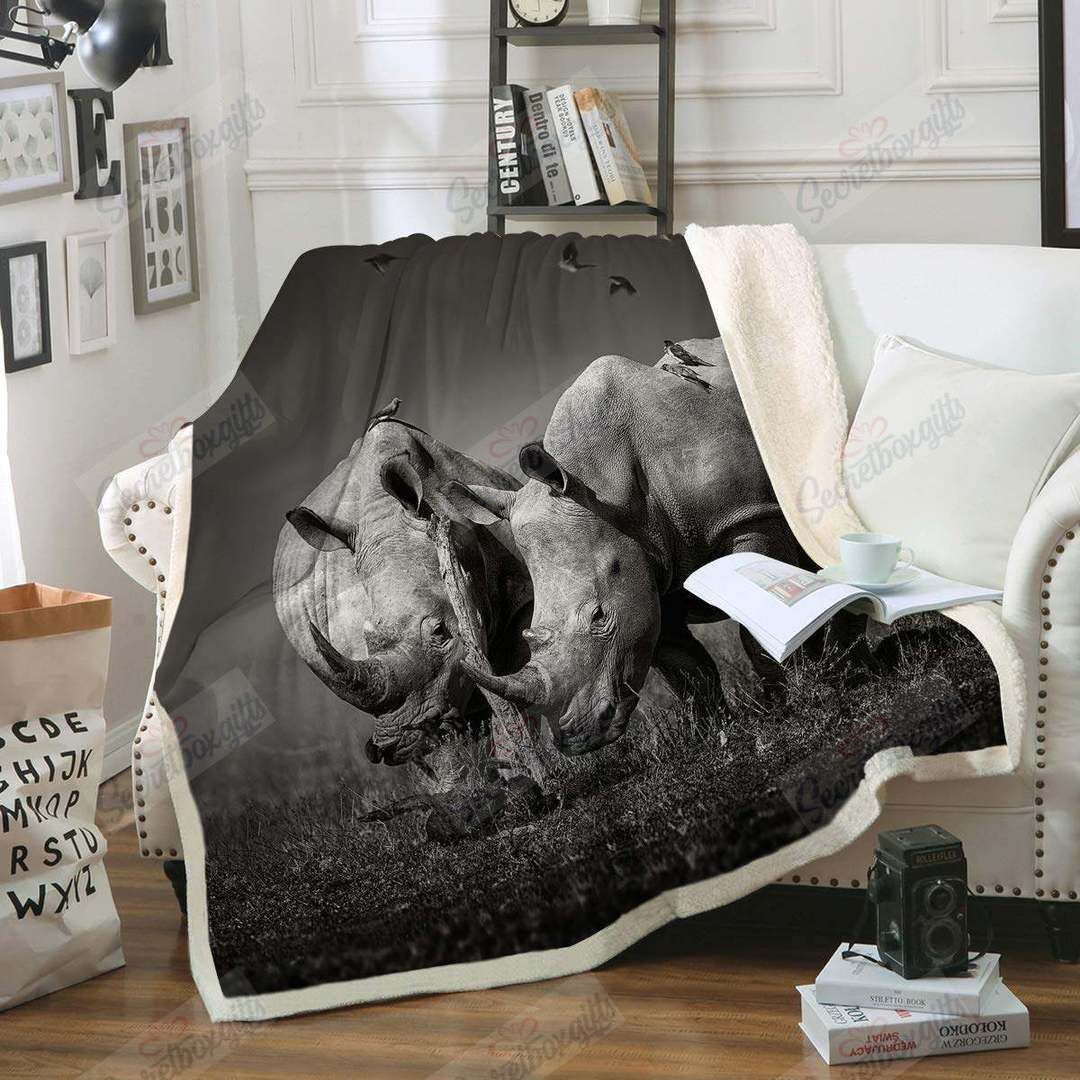 Wild Rhinoceros Fleece Blanket