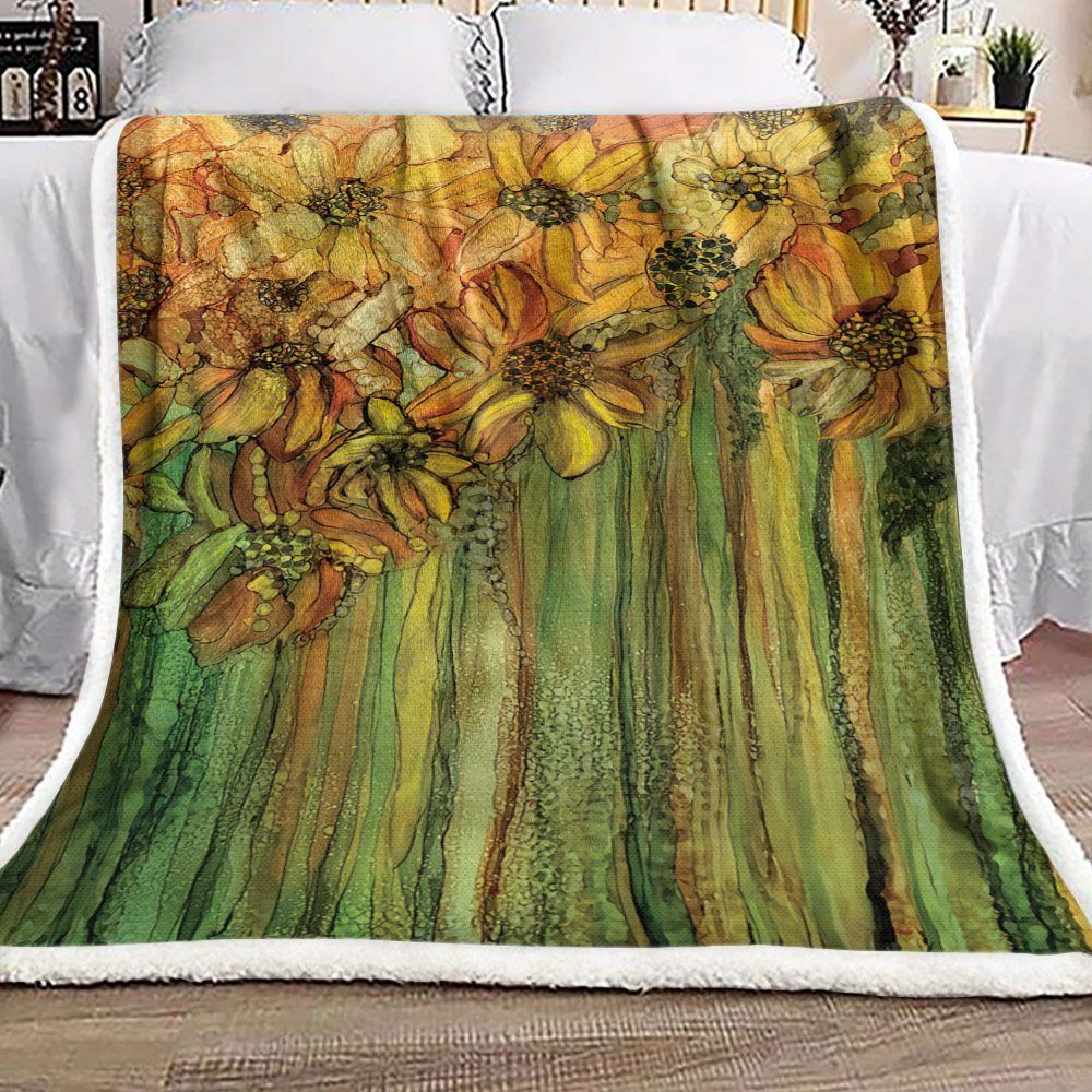 Wild Sunflower Garden Sherpa Fleece Blanket