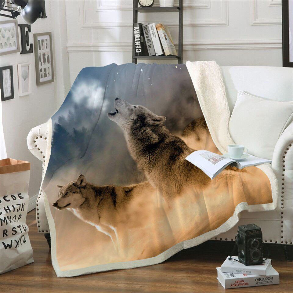Wild Wolf Sherpa Fleece Blanket
