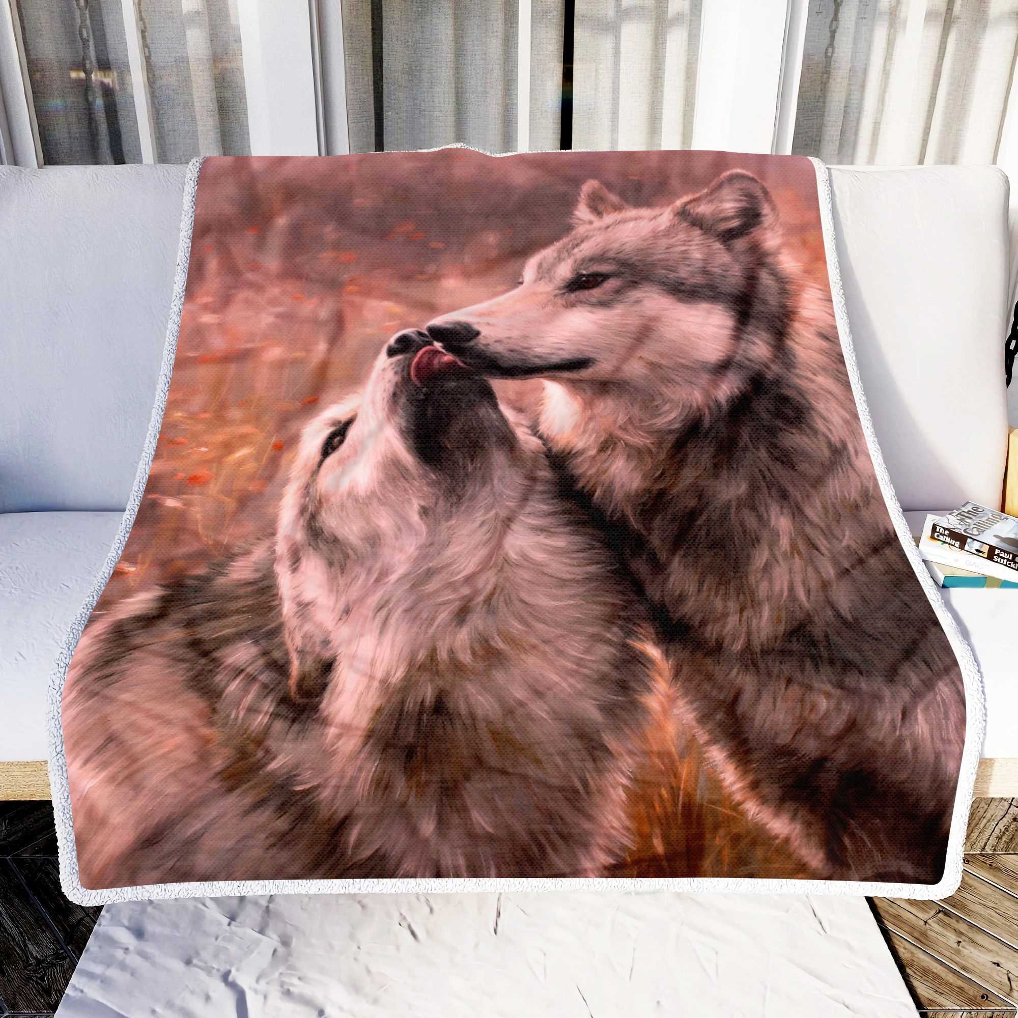 Wild Wolf Couple Art Fleece Blanket