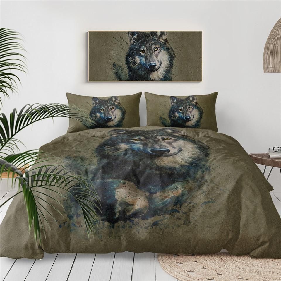 Wild Wolf Face Bedding Set