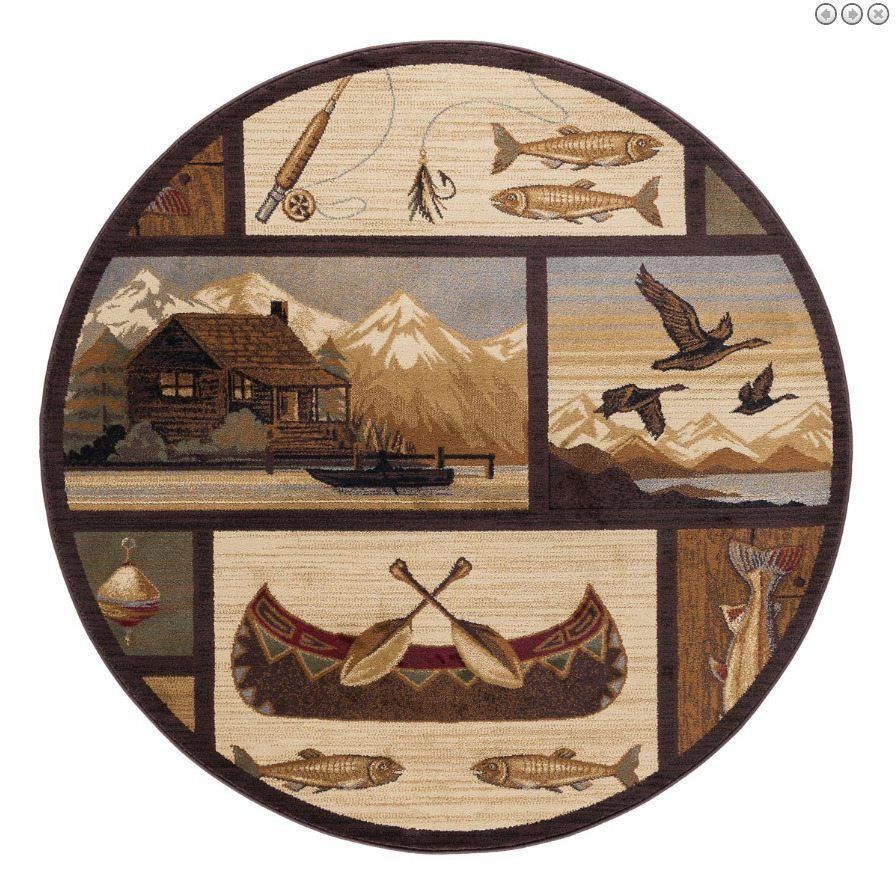 Wilderness Cabin Round Carpet