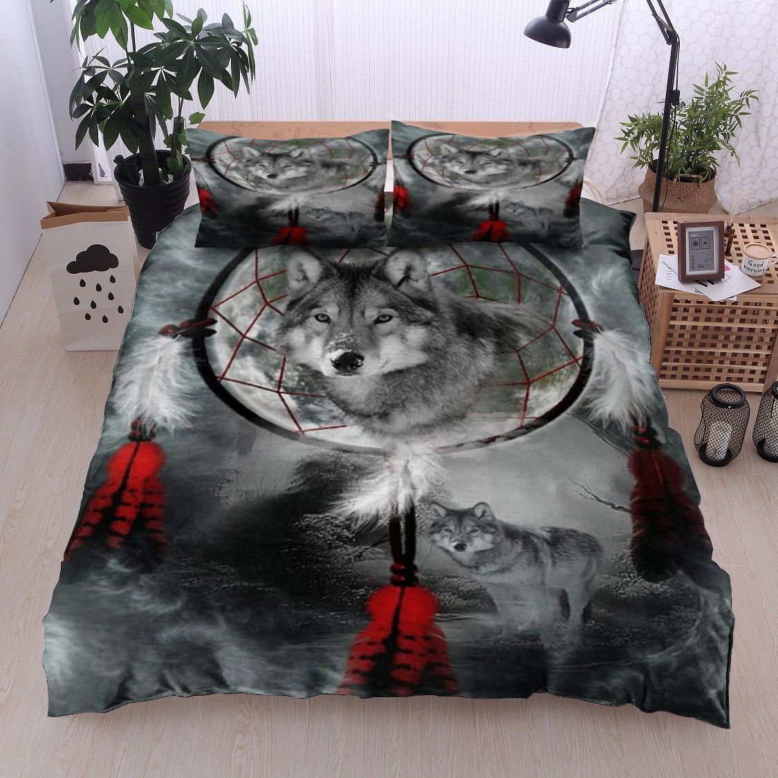 Wind Chimes Wolf Dreamcatcher Bedding Set