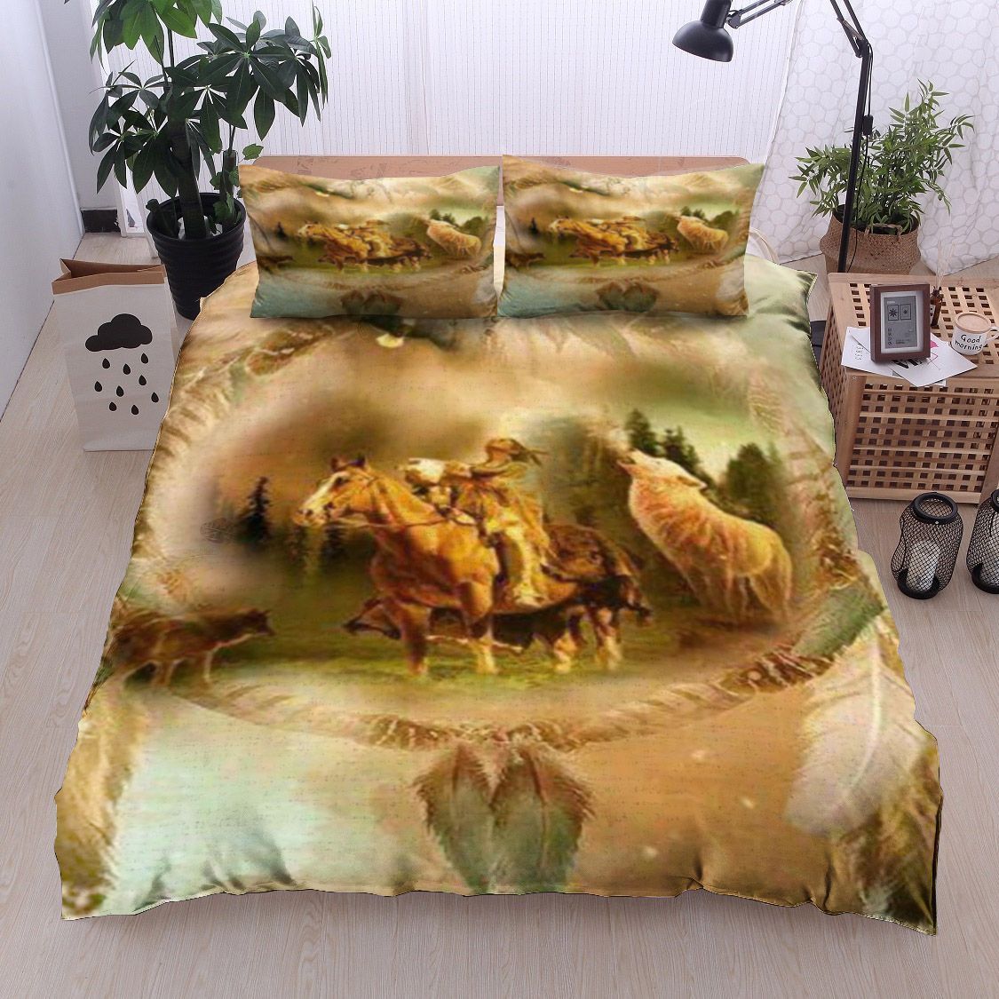 Wind Chimes Wolf Horse Dreamcatcher Bedding Set