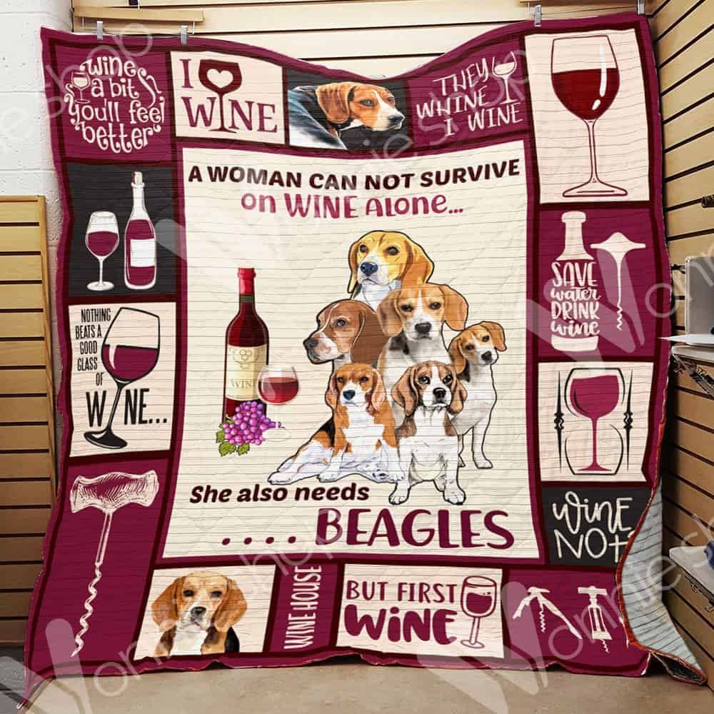 Wine And Beagle Dog Quilt Blanket DHC0602845TD