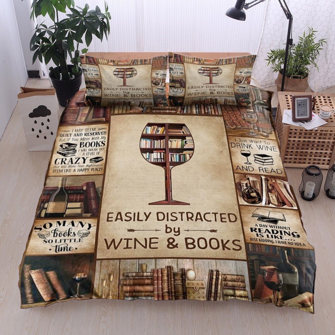 Wine And Books Bedding Set