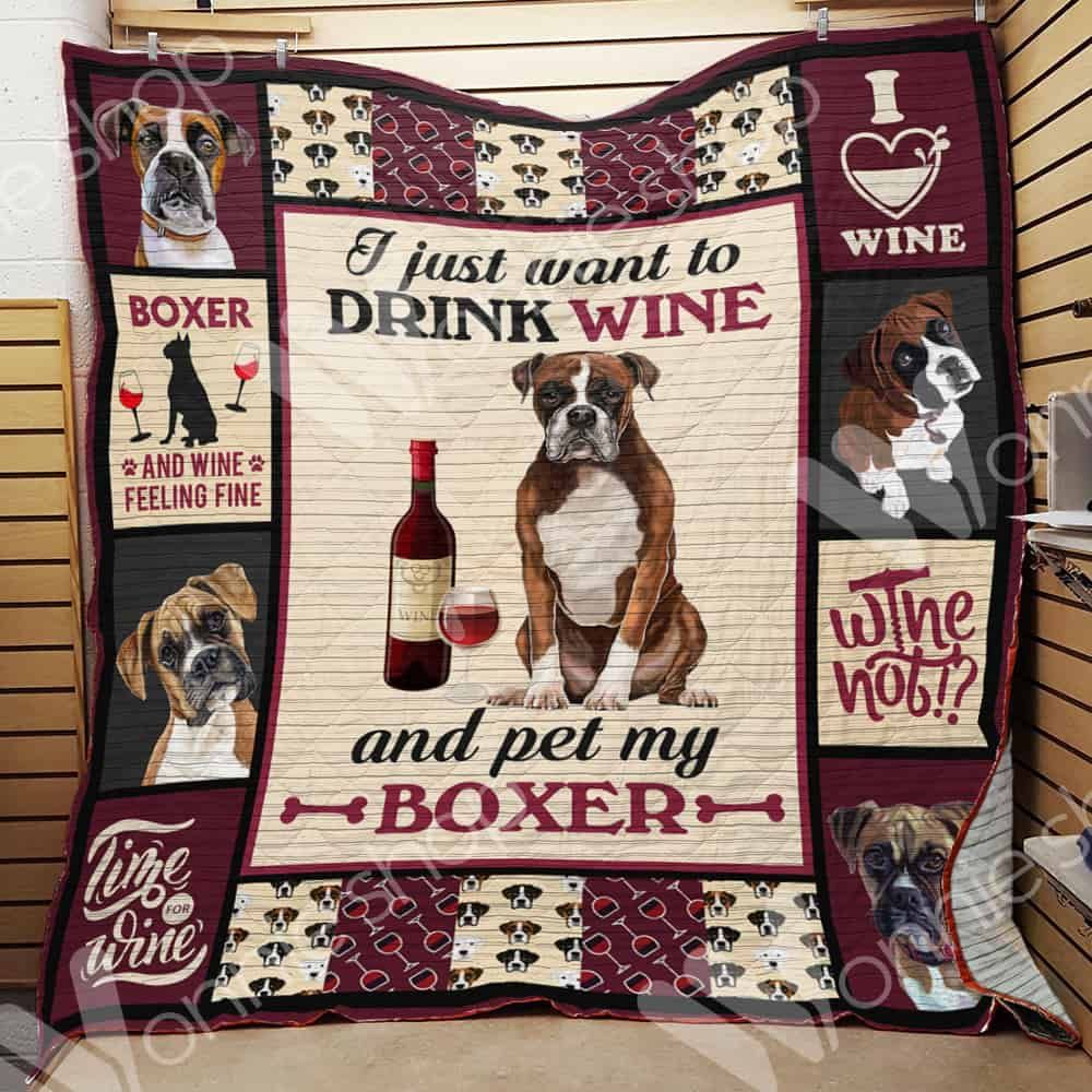 Wine and Boxer Dog Blanket LNT1012045 Quilt Blanket