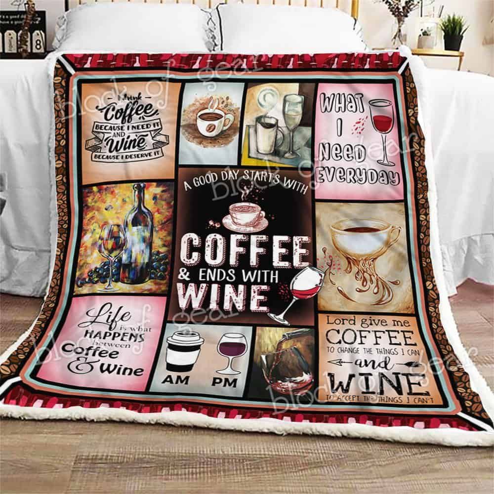 Wine And Coffee Sherpa Fleece Blanket