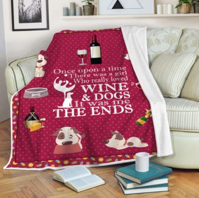 Wine And Dog Lover Sherpa Fleece Blanket