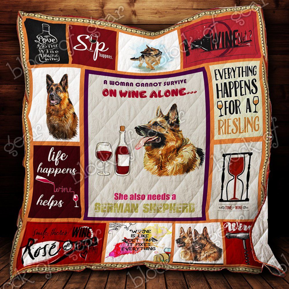 Wine And German Shepherd Quilt P548Sc1 Dhc11122876Dd